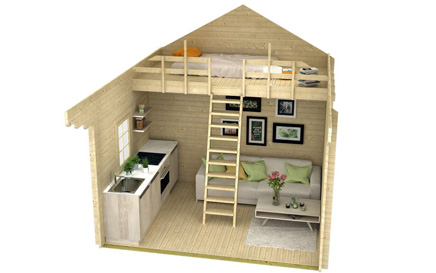 The Peacock Loft Bunkie Inside